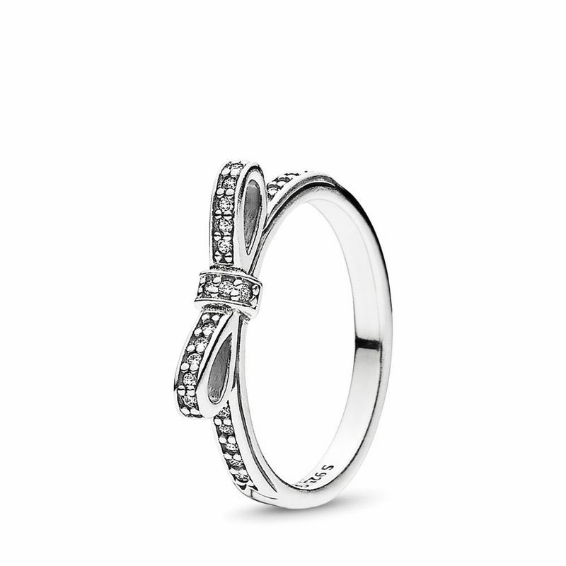 Pandora Sparkling Bow Stackable Ring Clearance NZ, Sterling Silver (670234-WDR)